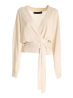 Cardigan con cintura color avorio
