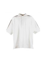 Polo in piquet bianca con logo jacquard