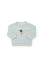 Felpa azzurra con stampa orsetto
