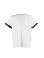 T-shirt bianca con logo jacquard