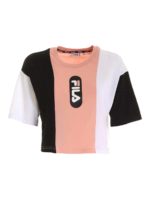 T-shirt crop Basma rosa e nera