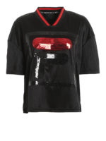 T-shirt Miu con maxi logo paillettato