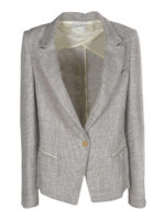 Blazer in misto lino con motivo spigato