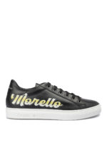 Sneaker nere in pelle con stampa logo