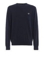 Pull girocollo in cotone blu con logo