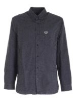 Camicia button down nera melange con logo