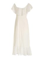 Abito con volant in macrame bianco