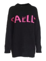 Abito effetto tricot nero con intarsio logo