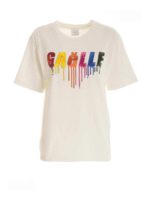 T-shirt color crema stampa logo multicolor