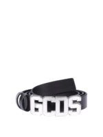 Cintura in pelle liscia con fibbia logo