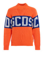 Maglione over fluo con maxi intarsio logo