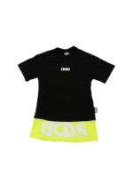 Abito nero e giallo fluo con logo bianco