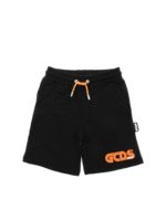 Bermuda nero con logo fluo