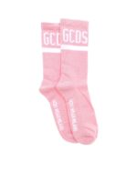 Calzini rosa con logo lettering bianco