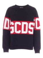 Felpa girocollo nera con banda logata