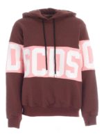 Felpa marrone con cappuccio e banda logata