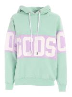 Felpa verde con cappuccio e banda logata