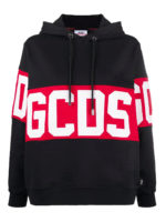 Felpa in cotone logata con cappuccio