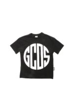 T-shirt nera con logo laminata