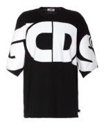 T-shirt nera con macro logo