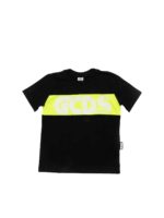 T-shirt nera con logo giallo fluo