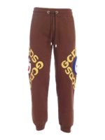 Pantalone marrone con stampe logo