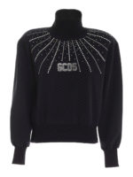 Felpa collo alto con strass nera