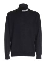 Maglia collo alto nera con ricamo logo