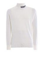 Maglia a collo alto bianca in misto lana