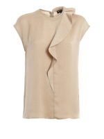 Blusa in twill di seta con balza