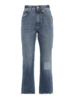 Jeans sfrangiati con patch quadrata