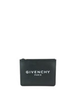 Clutch in pelle liscia nera con logo