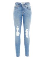 Jeans strappati con stampa logo azzurri