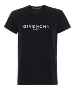 T-shirt nera in cotone con logo