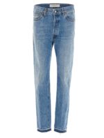 Jeans blu con orlo sfrangiato