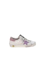 Sneakers Superstar bianche con glitter rosa