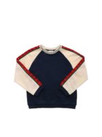 Felpa blu e beige con logo GG