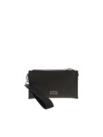 Borsa a tracolla nera oro e argento con logo