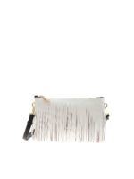 Pochette con frange bianco perlato