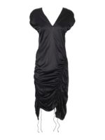 Abito satinato con coulisse e volant