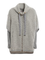 Cappa in lana e lurex con motivo spigato