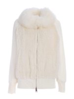 Giubbino con inserti in vera pelliccia bianco