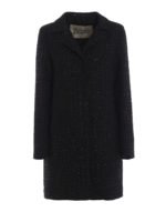 Soprabito nero in tweed misto cotone e lurex