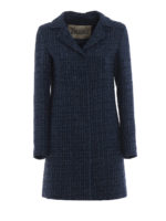 Soprabito blu in tweed misto cotone e lurex