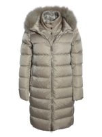 Piumino beige con inserto in pelliccia