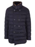 Piumino con pelliccia blu navy