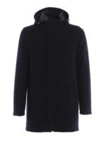 Cappotto imbottito in lana con cappuccio