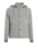 Piumino con cappuccio in cashmere e seta