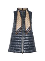 Piumino smanicato blu con sciarpa