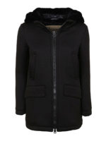 Cappottino con cappuccio in eco pelliccia